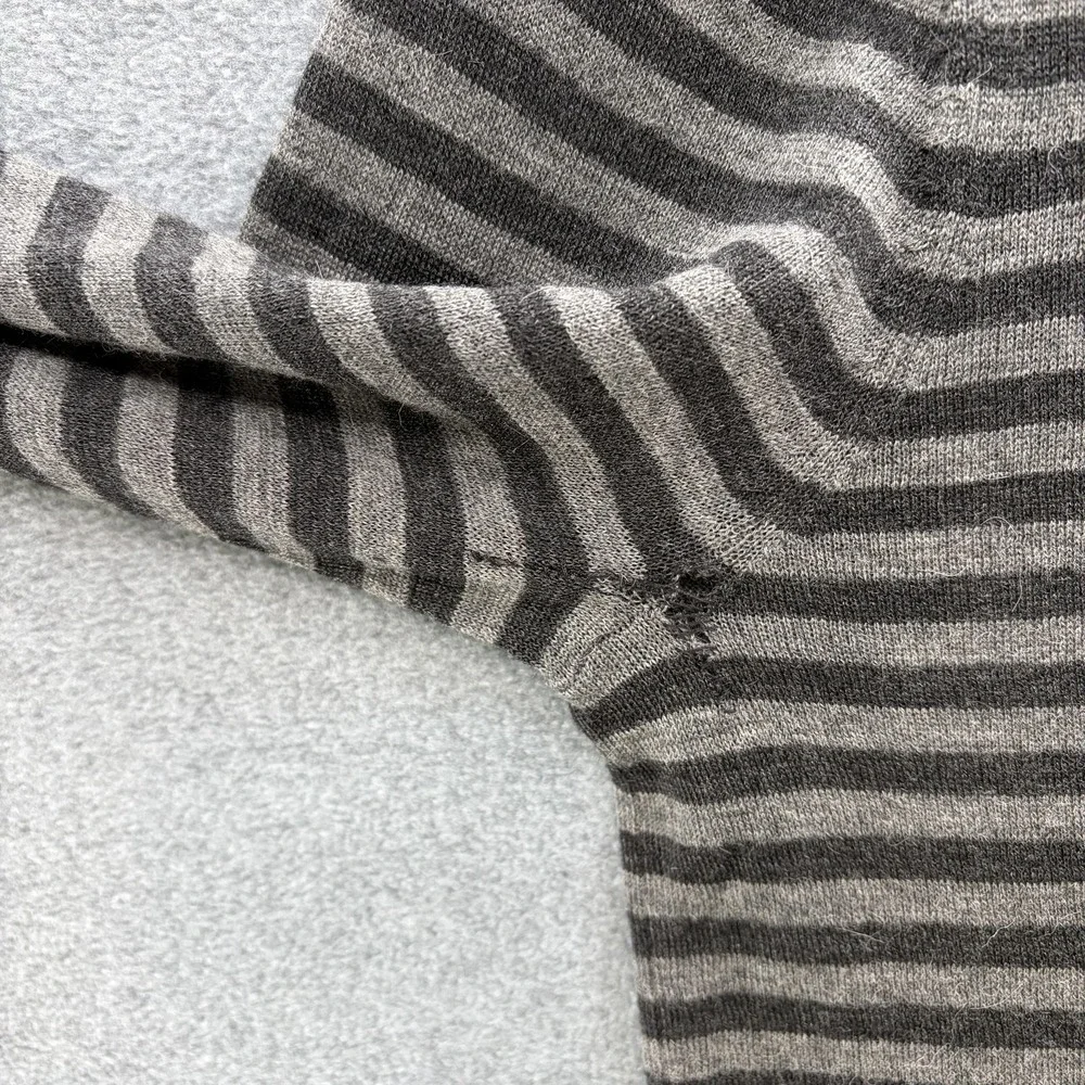 Eileen Fisher Sweater Dress Medium Gray Stripe Merino Alpaca Lightweight Swing - Picture 5 of 13
